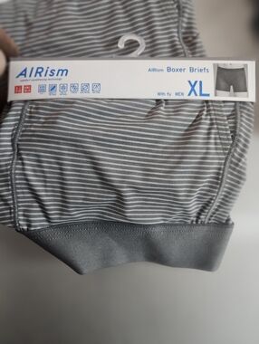 Mens NWT Boxer Briefs Grey & White Stripe